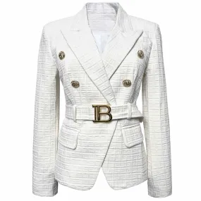 SD-HK Double-Breasted Blazers With Buckle for Women