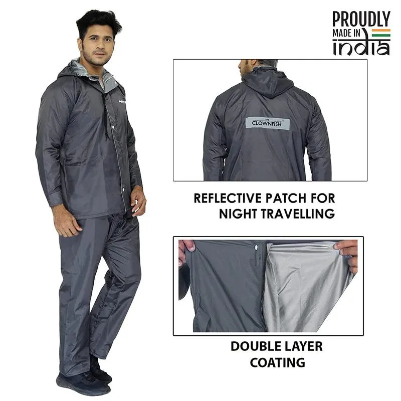 Single: Waterproof Reversible Men's Raincoat - Reflective, Adjustable Hood | XL | Magic Grey