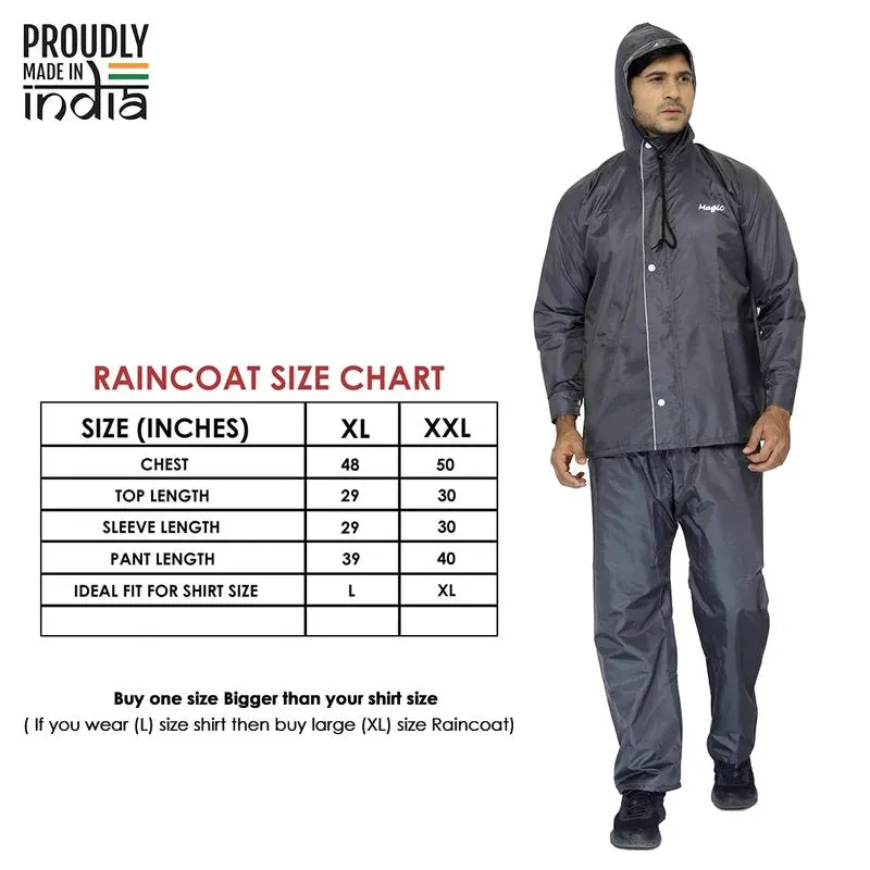 Single: Waterproof Reversible Men's Raincoat - Reflective, Adjustable Hood | XL | Magic Grey