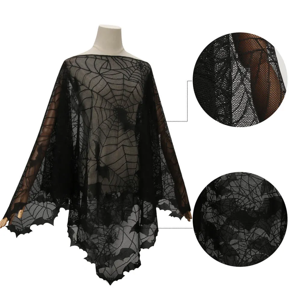 Spider Webs Bats Poncho Halloween Costume