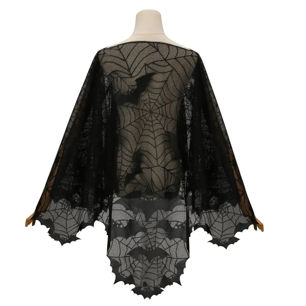 Spider Webs Bats Poncho Halloween Costume