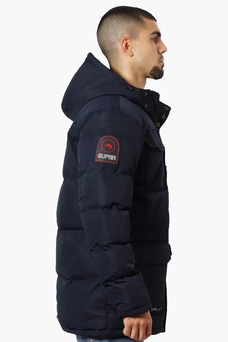 Super Triple Goose 4 Pocket Sherpa Lined Parka Jacket - Navy