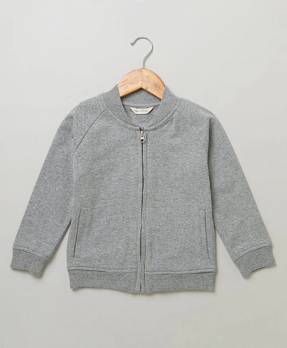 Sweetlime By As Light Grey Cotton Fleece Jacket