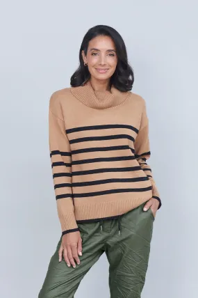 Tamara Striped Jumper Camel & Black