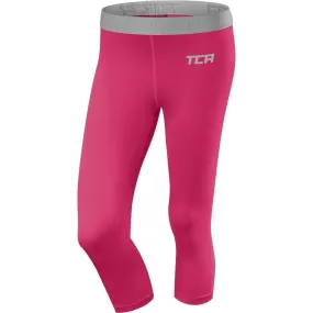 TCA Pro Performance Endurance Womens 3/4 Capri Running Tights - Pink