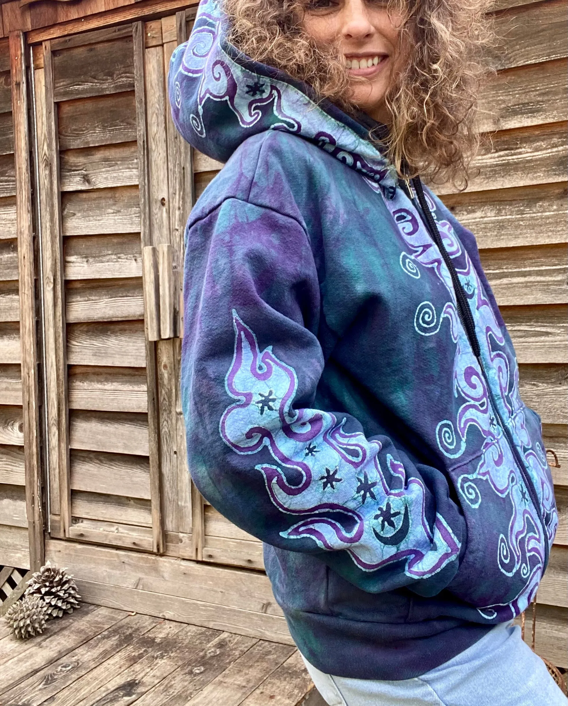 Teal and Purple Fancy Tuxedo Swirls Zipper Hoodie