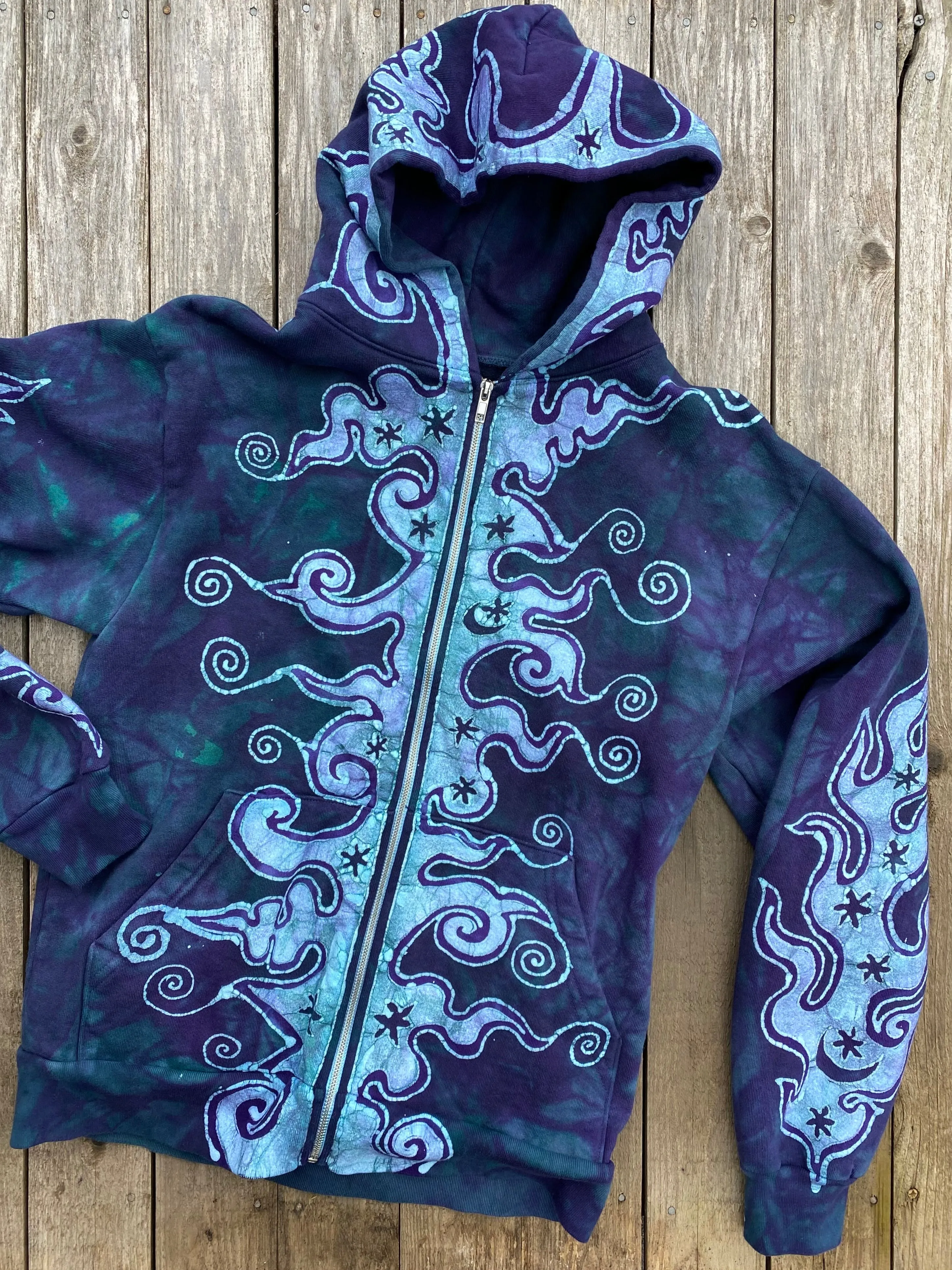 Teal and Purple Fancy Tuxedo Swirls Zipper Hoodie