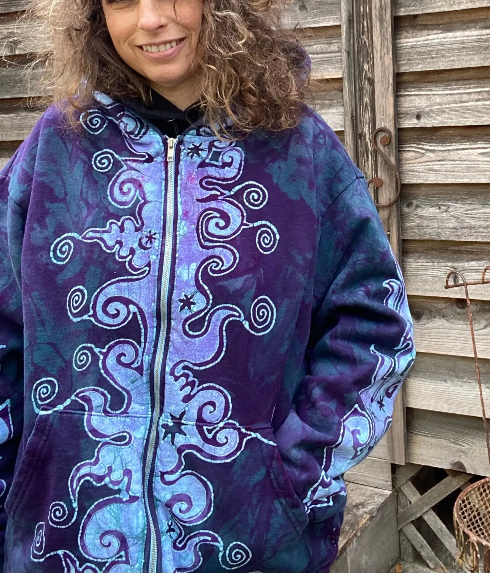 Teal and Purple Fancy Tuxedo Swirls Zipper Hoodie