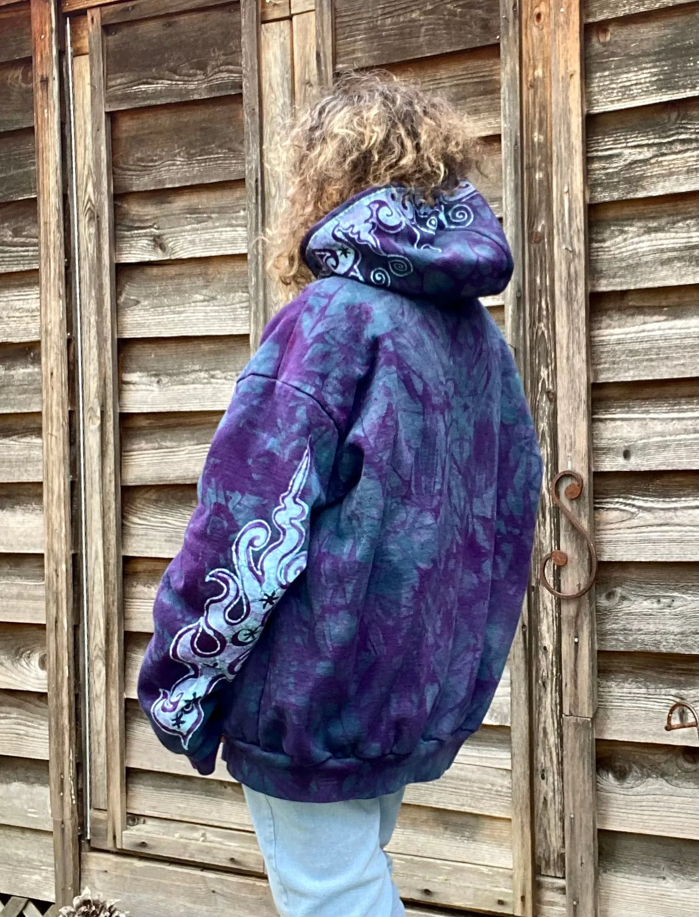 Teal and Purple Fancy Tuxedo Swirls Zipper Hoodie