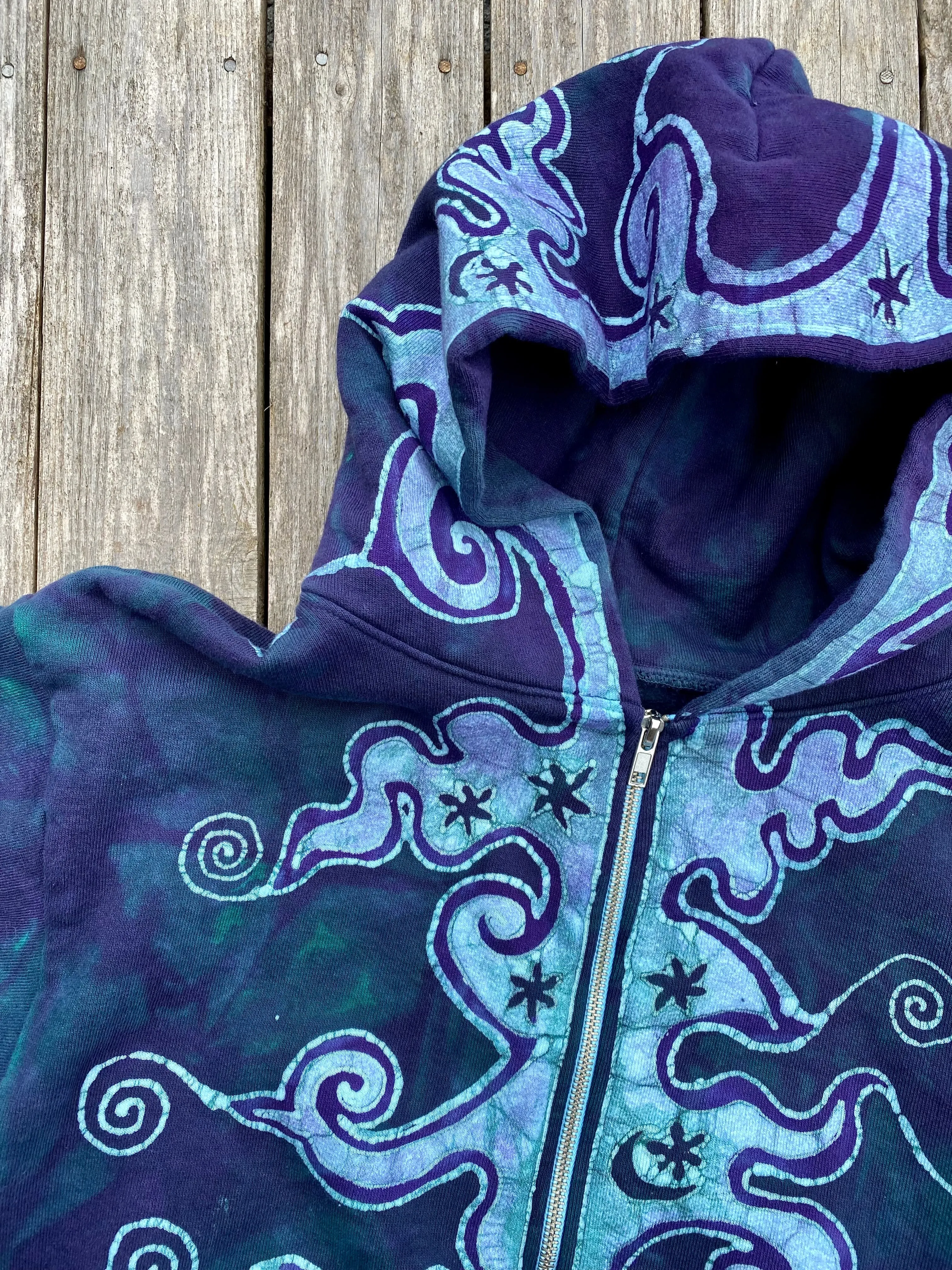 Teal and Purple Fancy Tuxedo Swirls Zipper Hoodie