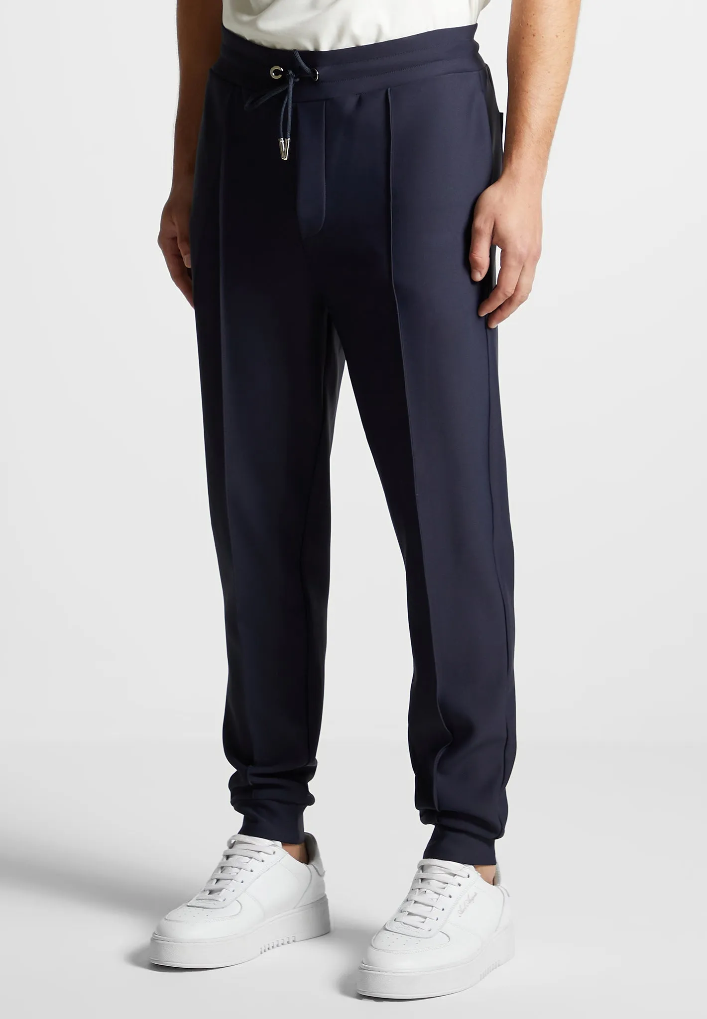 Éternel Neoprene Tapered Fit Pintuck Joggers - Navy