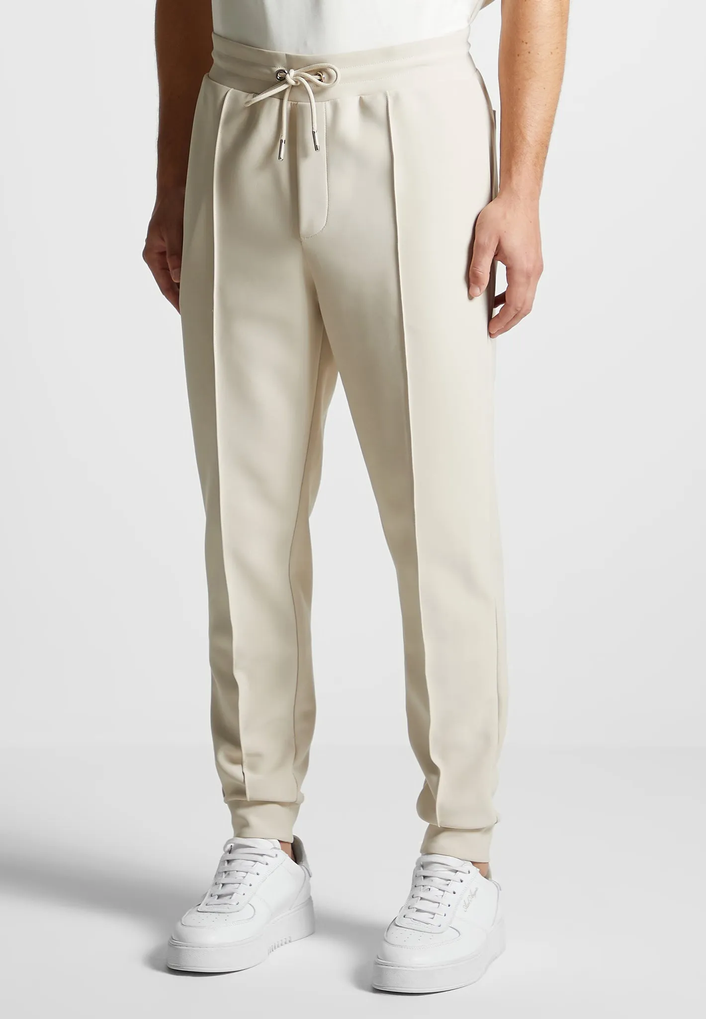 Éternel Neoprene Tapered Fit Pintuck Joggers  - Stone