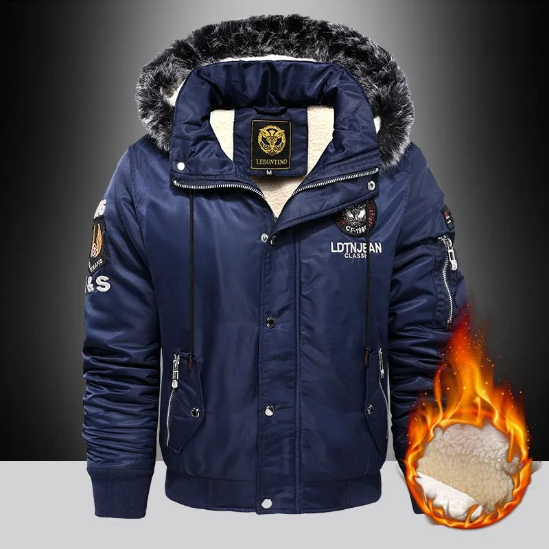 Thick Fashion Down & Parka Coat Oversize Plus Velvet Thick Brand Keep Warm Winter Men's Black Blue Red Padded Jacket