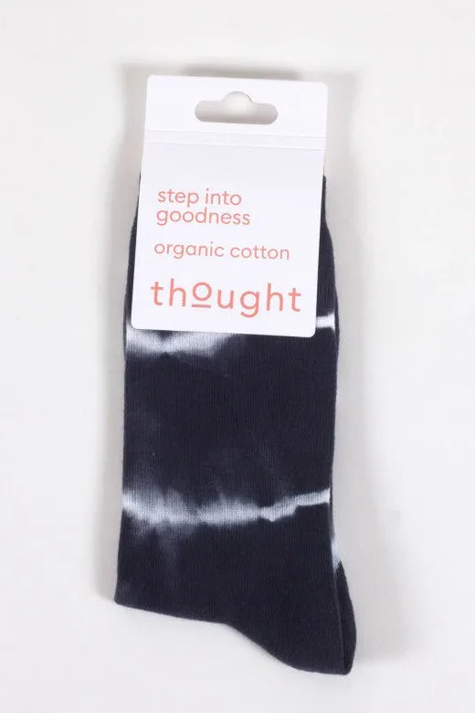 Thought Tie Dye Organic Cotton Crew Socks in Navy Cream