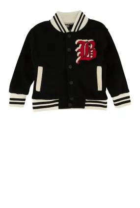 Toddler Boys B Initial Chenille Patch Graphic Varsity Jacket