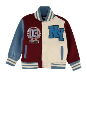 Toddler Boys City Graphic Chenille Patch Varsity Jacket