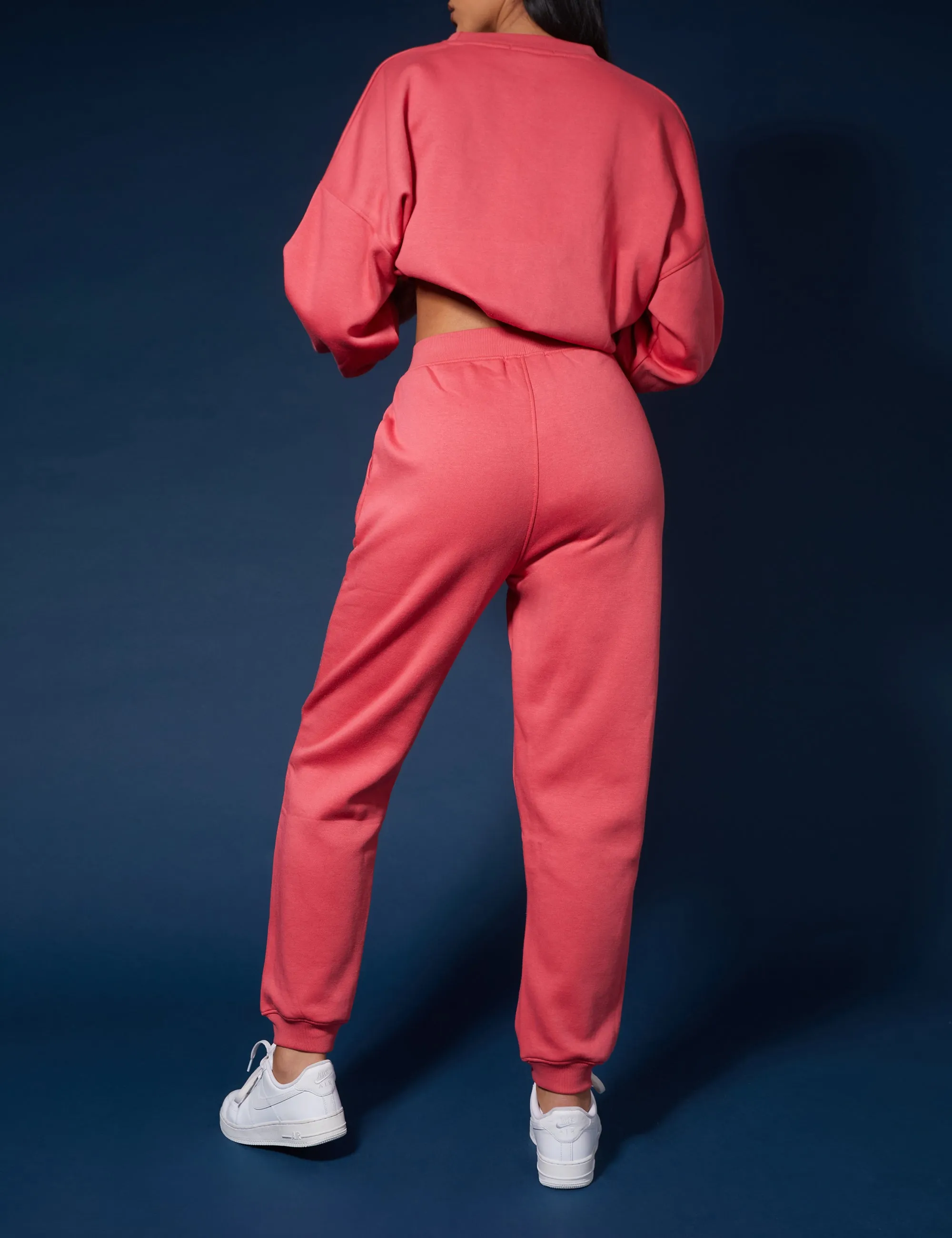 Tonal Embroidery Joggers Coral