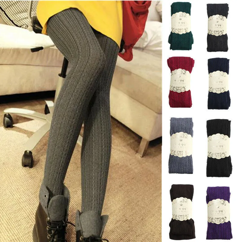 Twist Striped Warm Cotton Knitted Tights