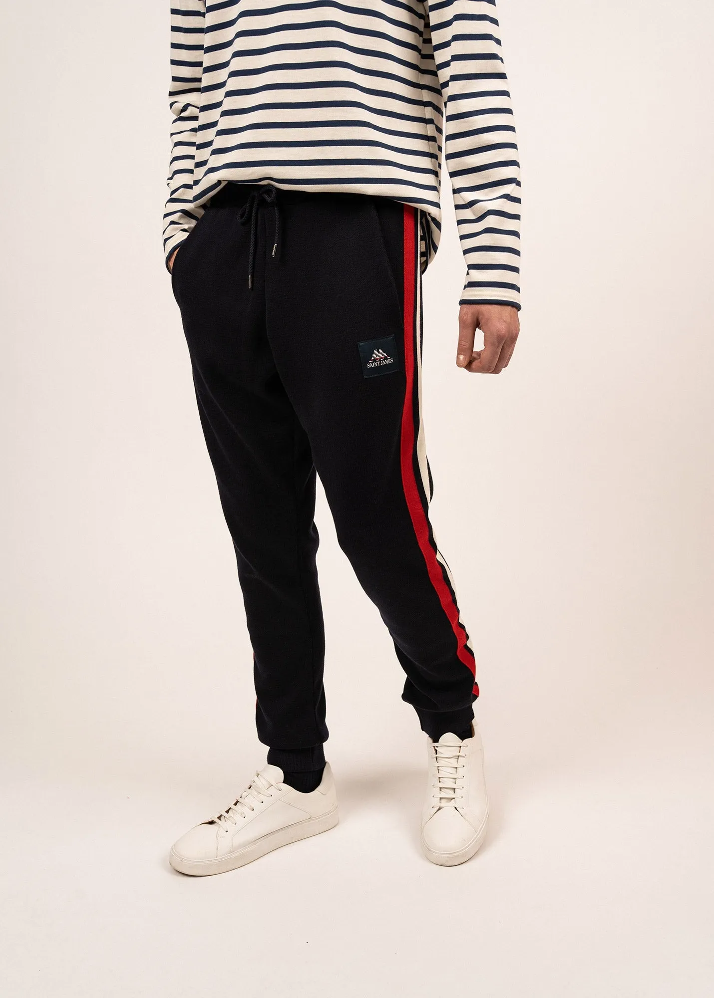 Viking wool pants with contrasting stripes - SAINT JAMES x Kappa (NAVY/ECUME/TULIPE)