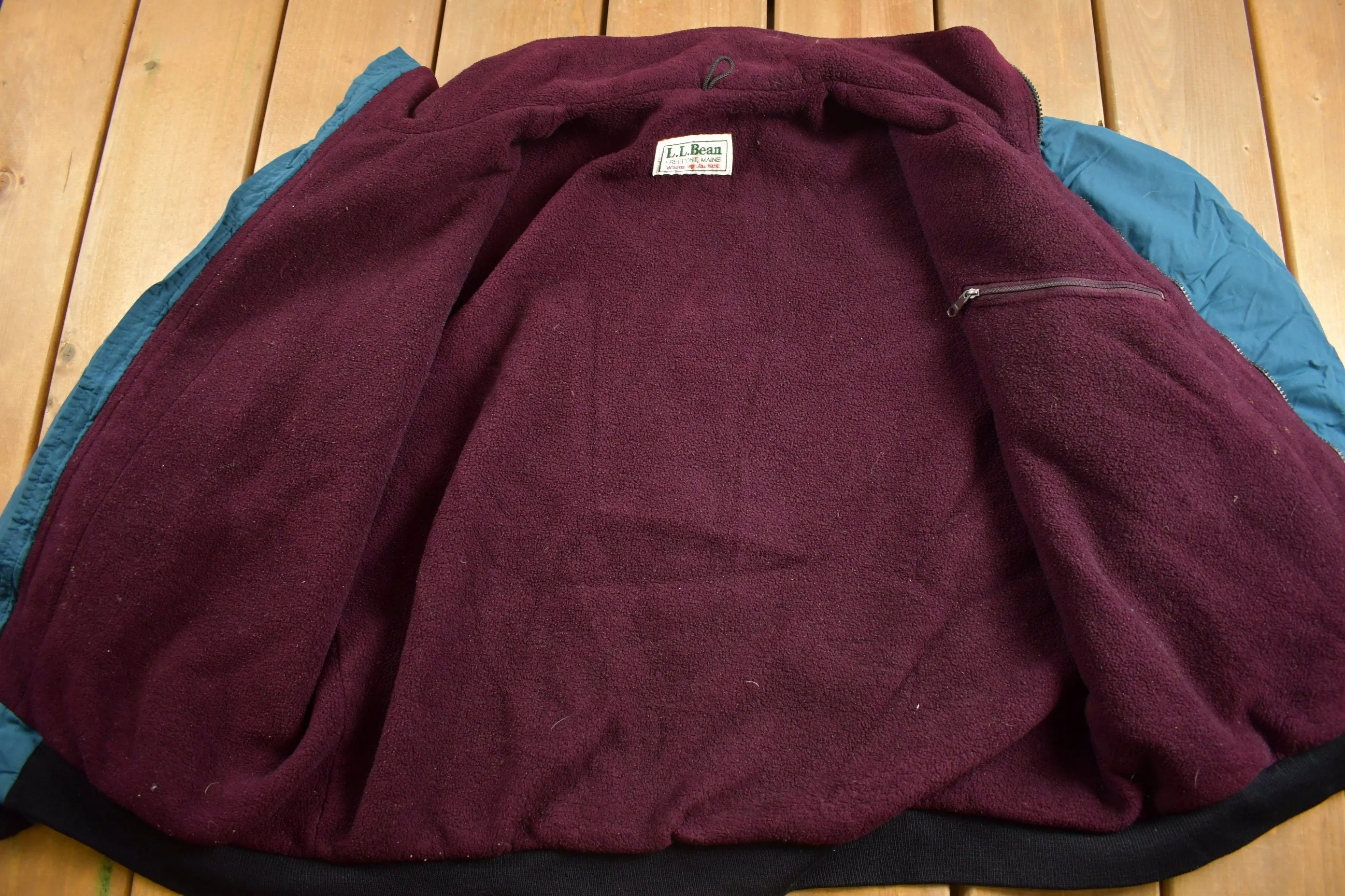 Vintage 1990s LL Bean Fleece Lined Warm Up Jacket