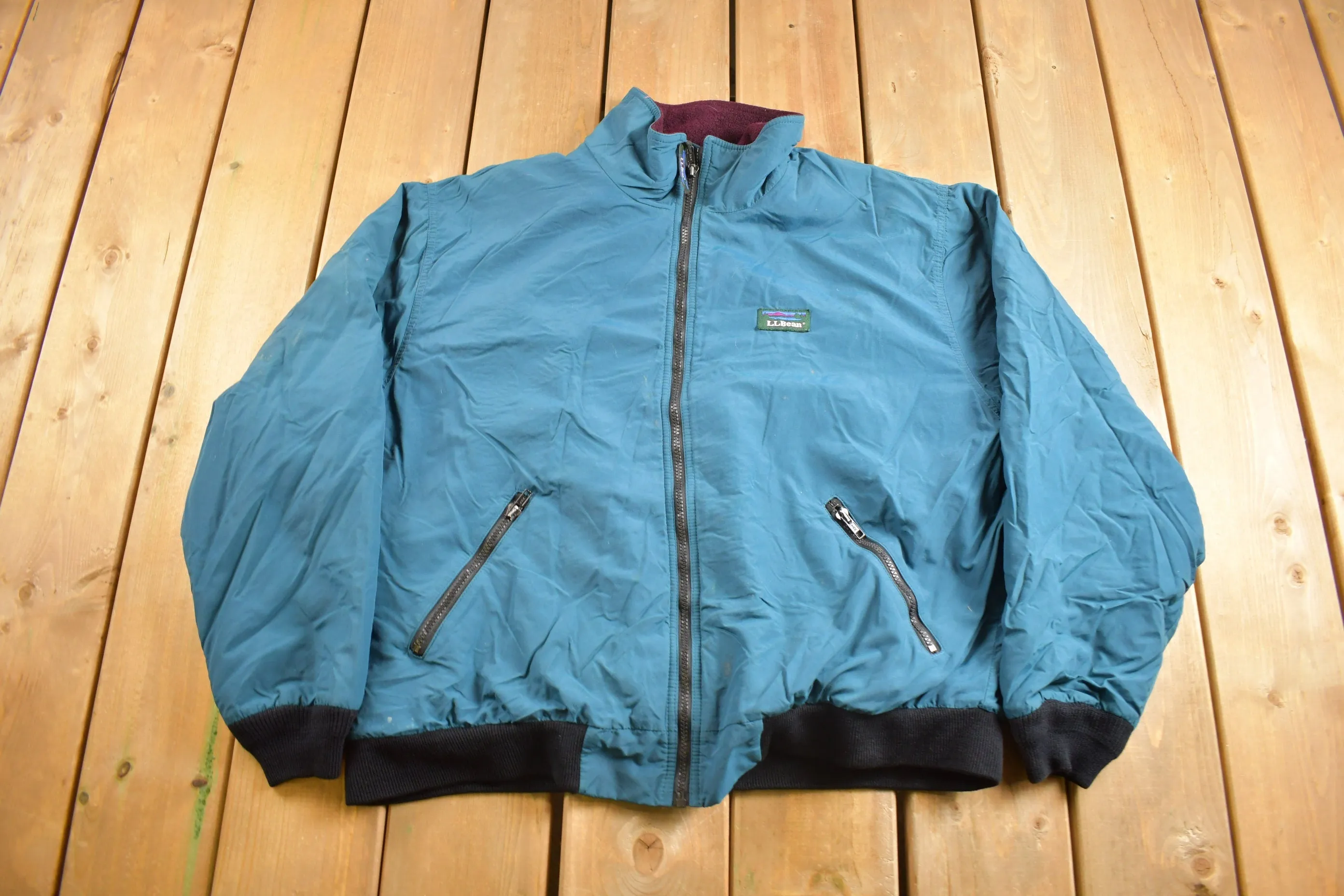 Vintage 1990s LL Bean Fleece Lined Warm Up Jacket