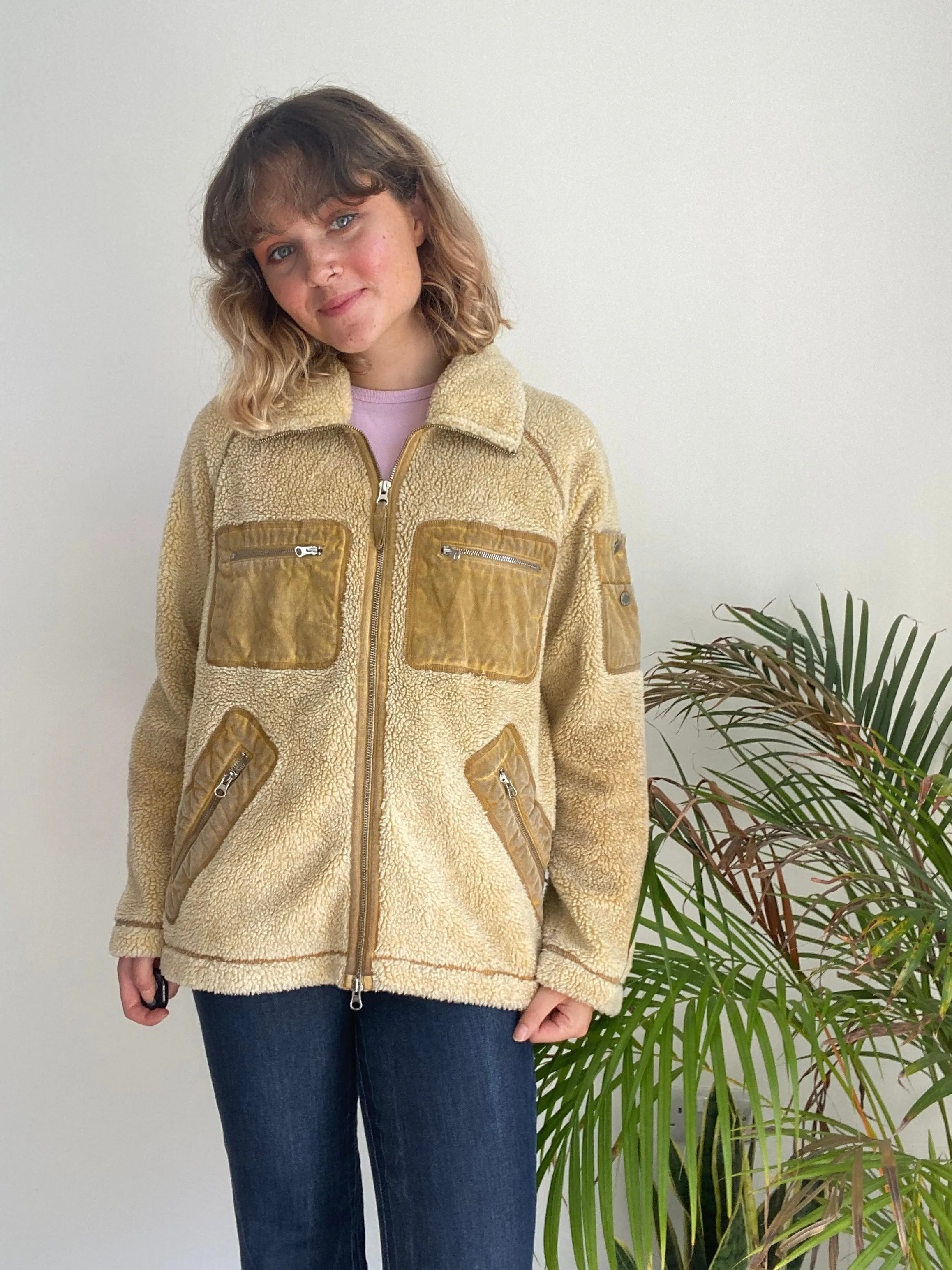 Vintage Brown Fleece Jacket (M)