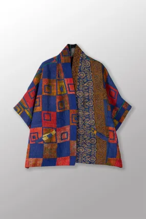 VINTAGE COTTON KANTHA MINI PONCHO - cv4060-0043a -