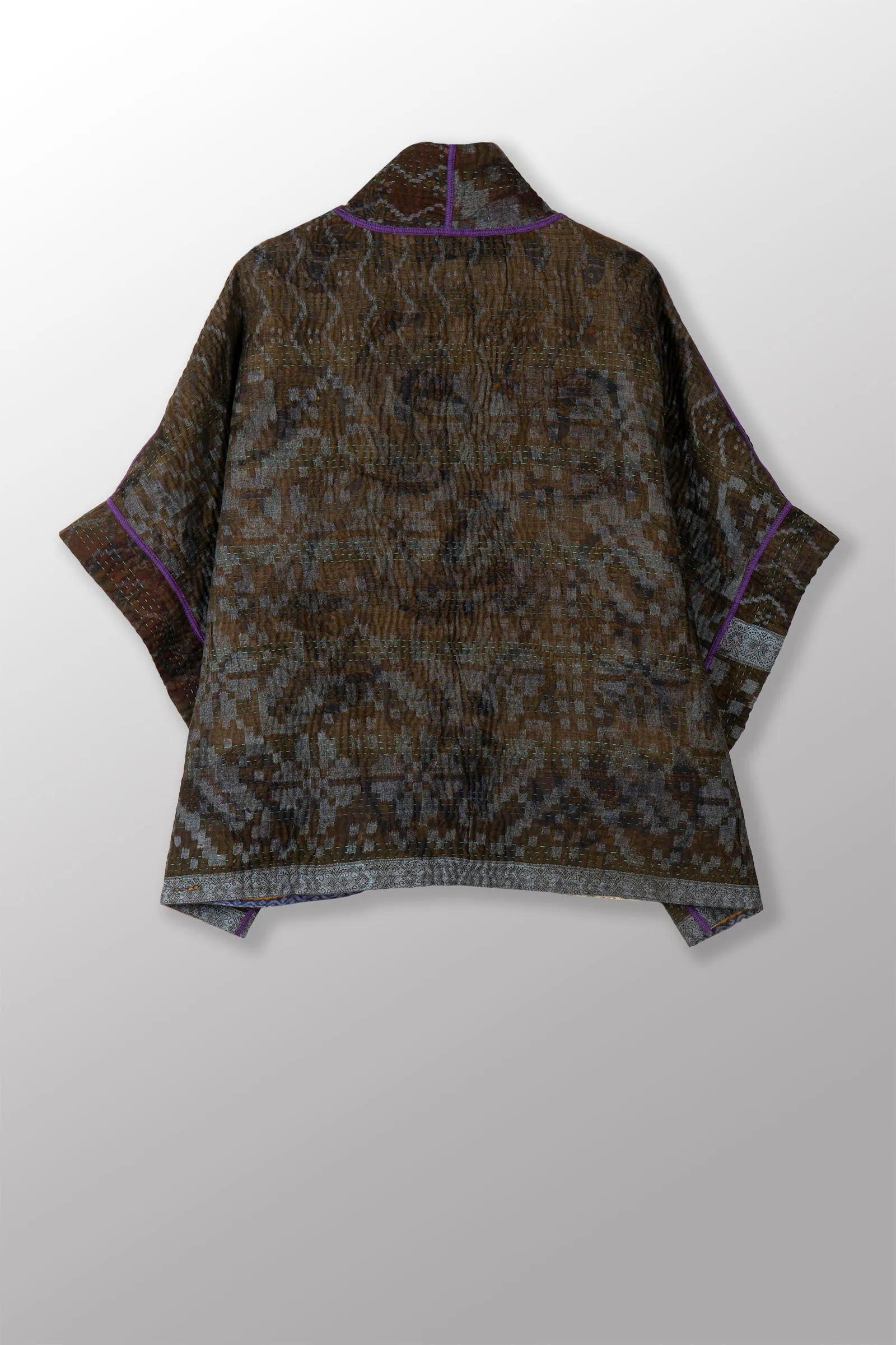 VINTAGE COTTON KANTHA MINI PONCHO - cv4060-0049a -