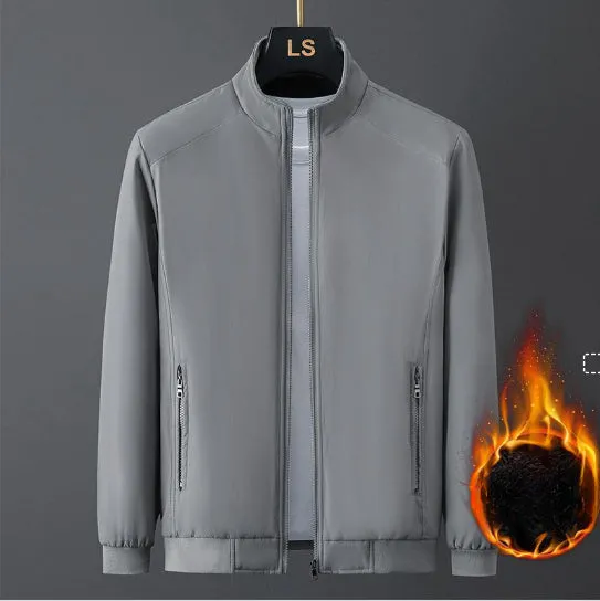 Warm Fleece-lined Stand Collar Jacket for Men