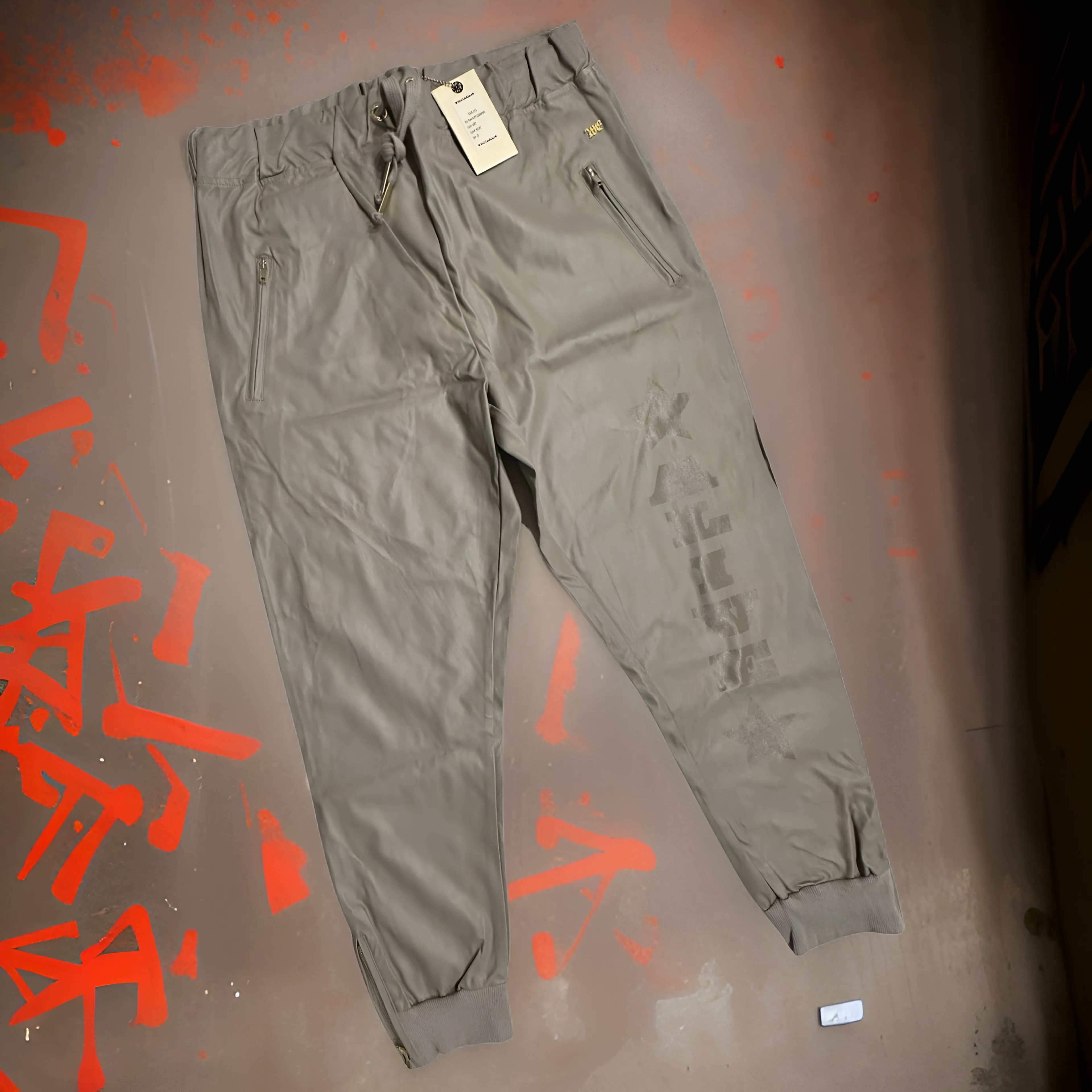 *WELL ESTABLISHED* P.U. (GREY) JOGGER PANTS (LINED) (SIDE ANKLE ZIPS)