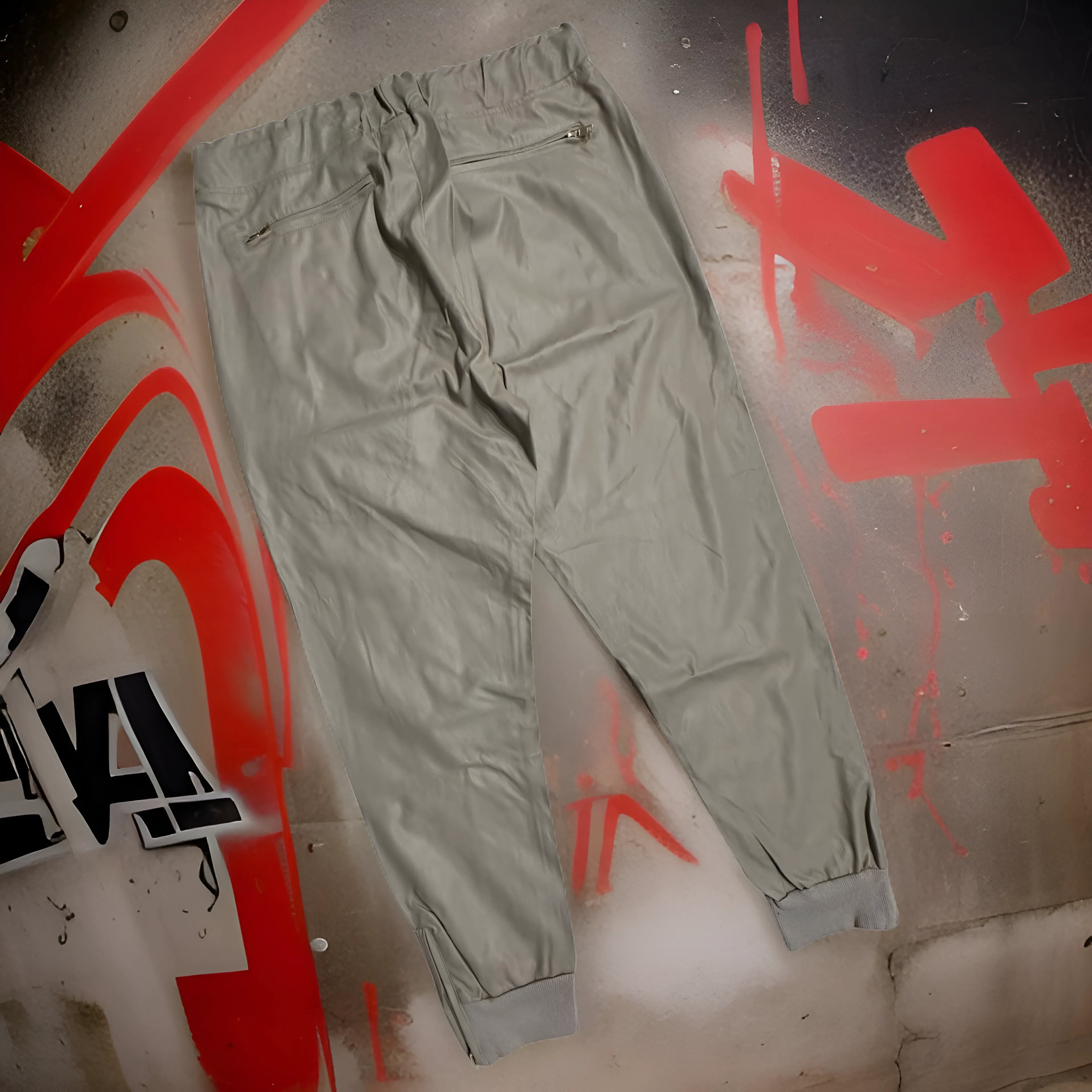 *WELL ESTABLISHED* P.U. (GREY) JOGGER PANTS (LINED) (SIDE ANKLE ZIPS)