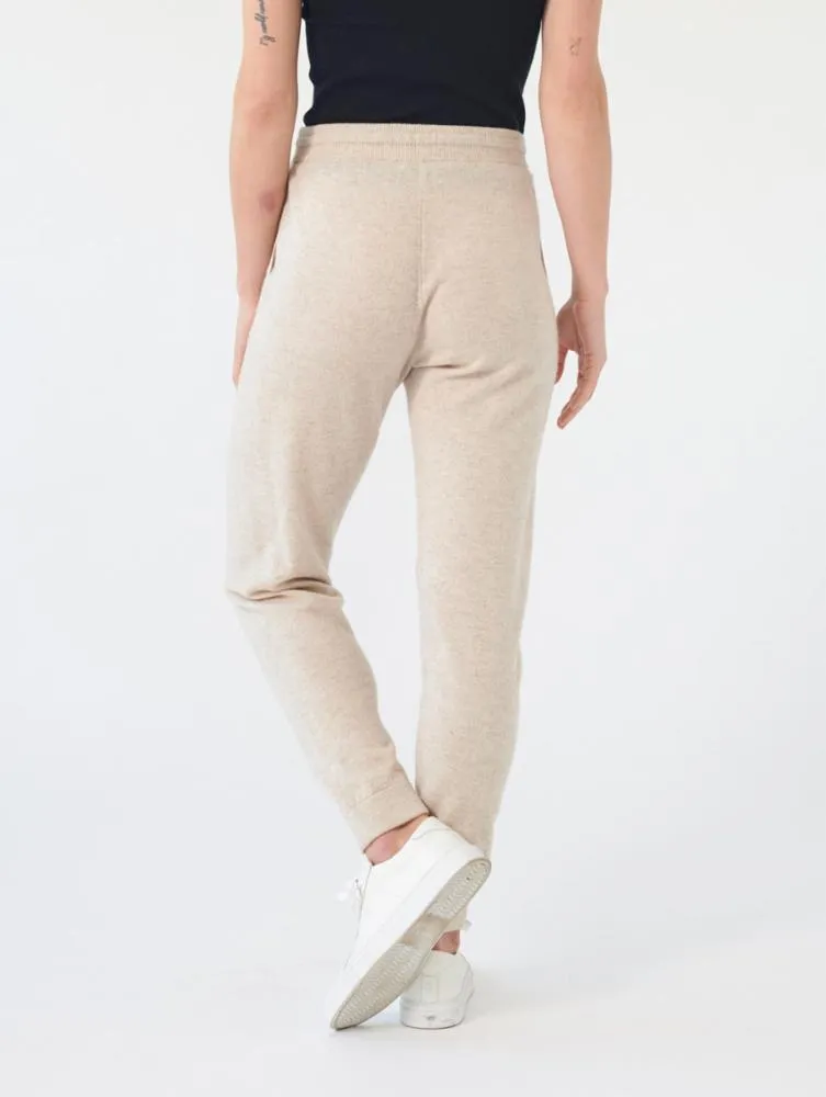 White   Warren - Cashmere Blend Rib Trim Jogger in Sand Heather