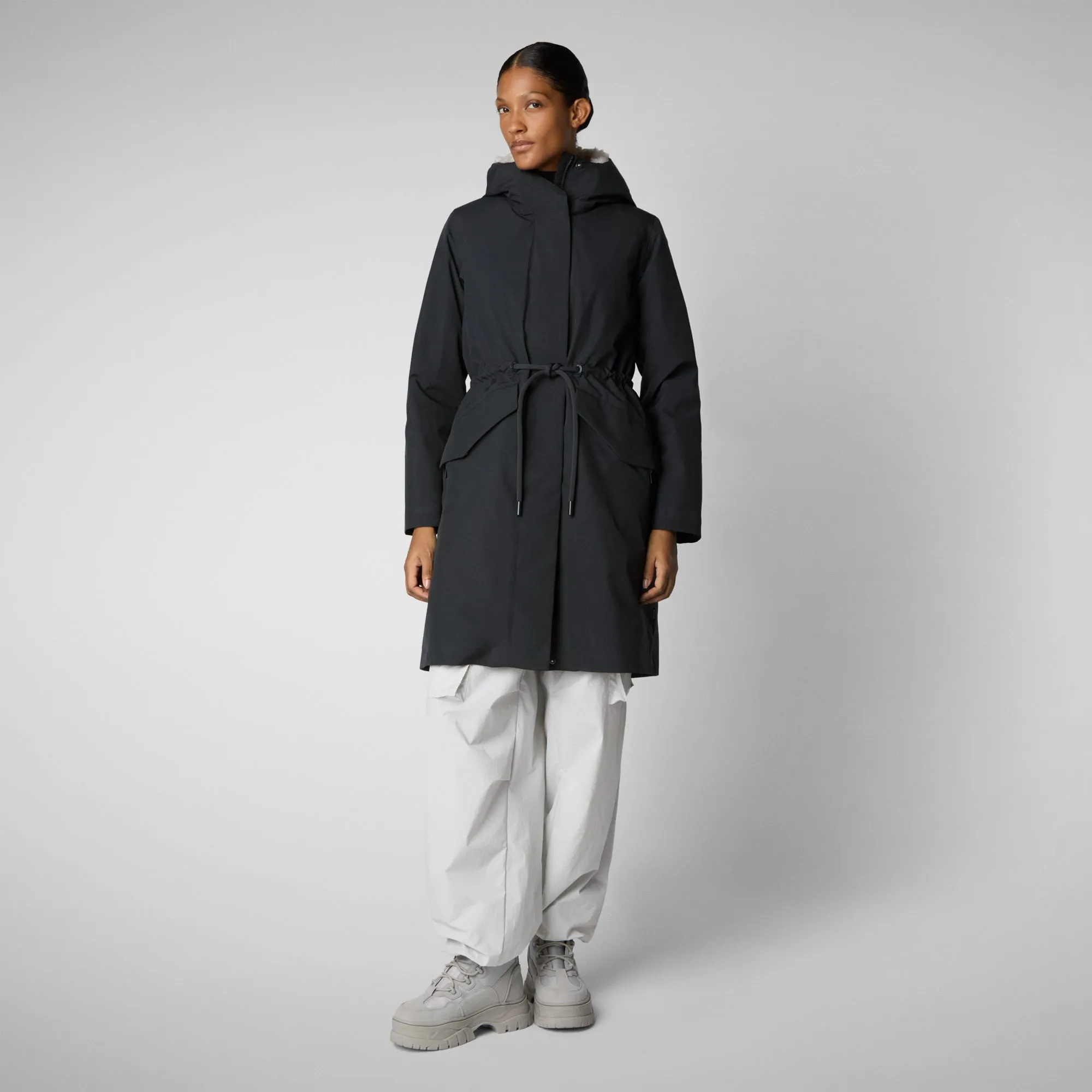 Woman's hooded parka Noelle in blue black