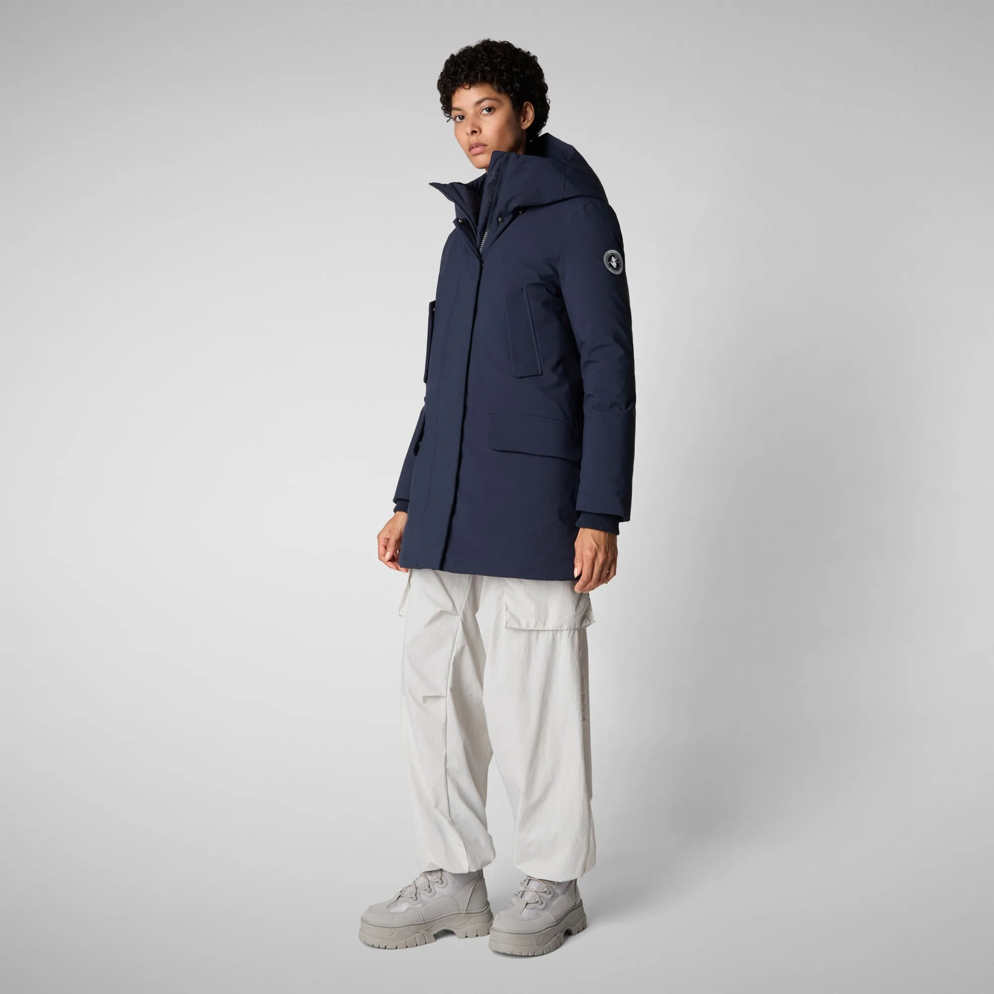 Woman's hooded parka Soleil in navy blue