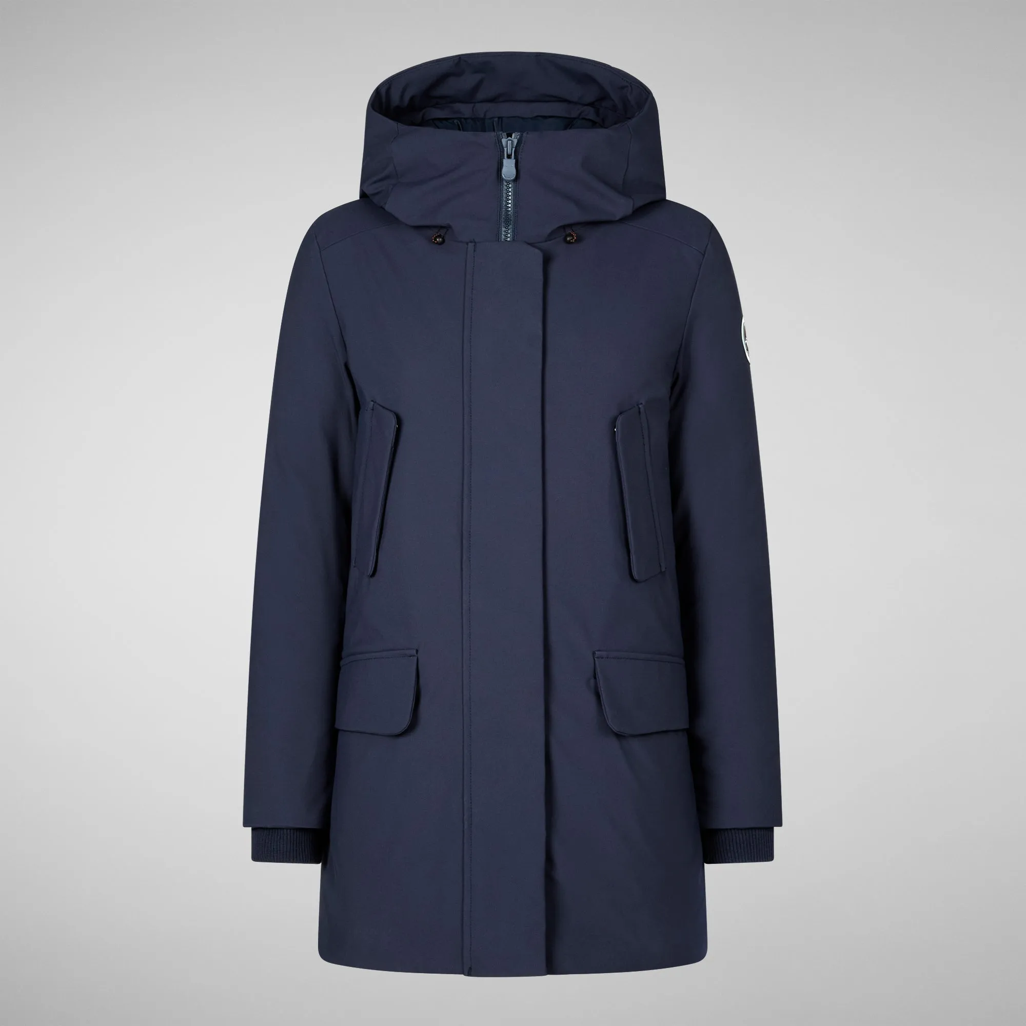 Woman's hooded parka Soleil in navy blue