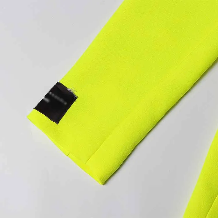 Women Deep V Fluorescent Yellow Coat single-breasted Blazer