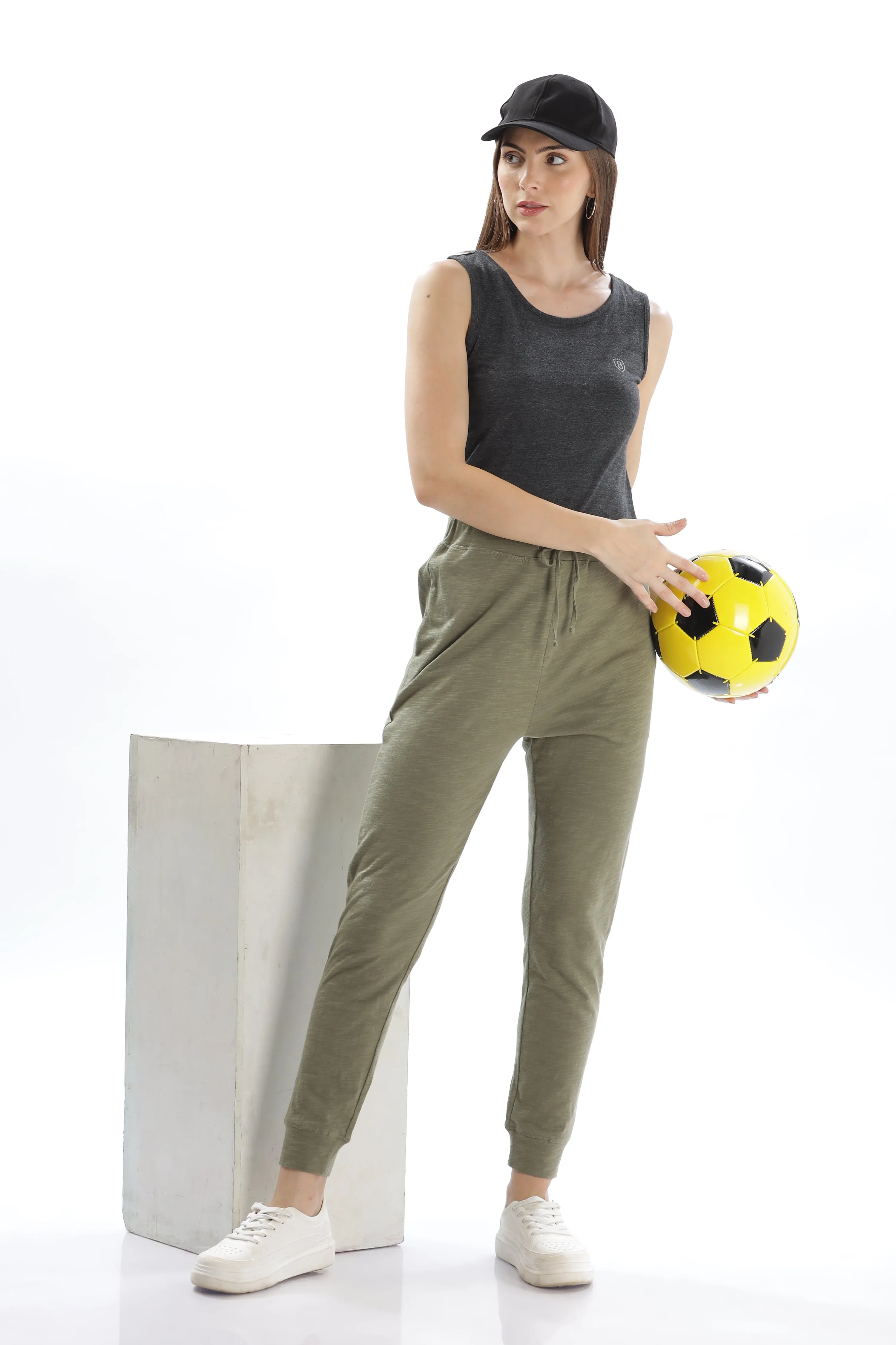 Women Organic Cotton Joggers Pant With Side Pockets and  Adjustable Waist