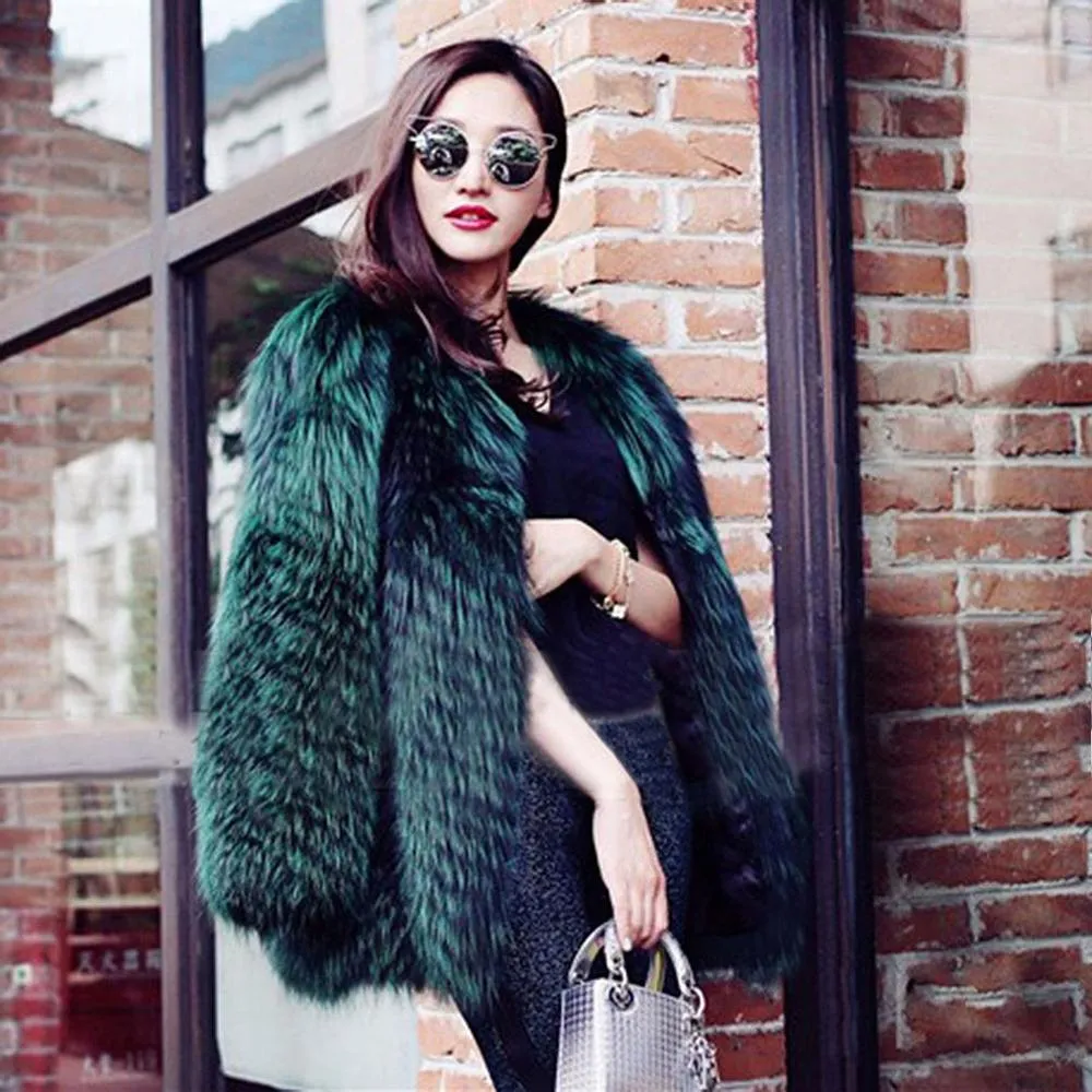 Women's Genuine Fox Fur Coat Women Warm Winter Coat  161102