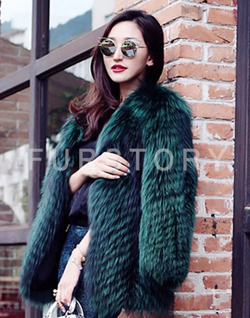 Women's Genuine Fox Fur Coat Women Warm Winter Coat  161102