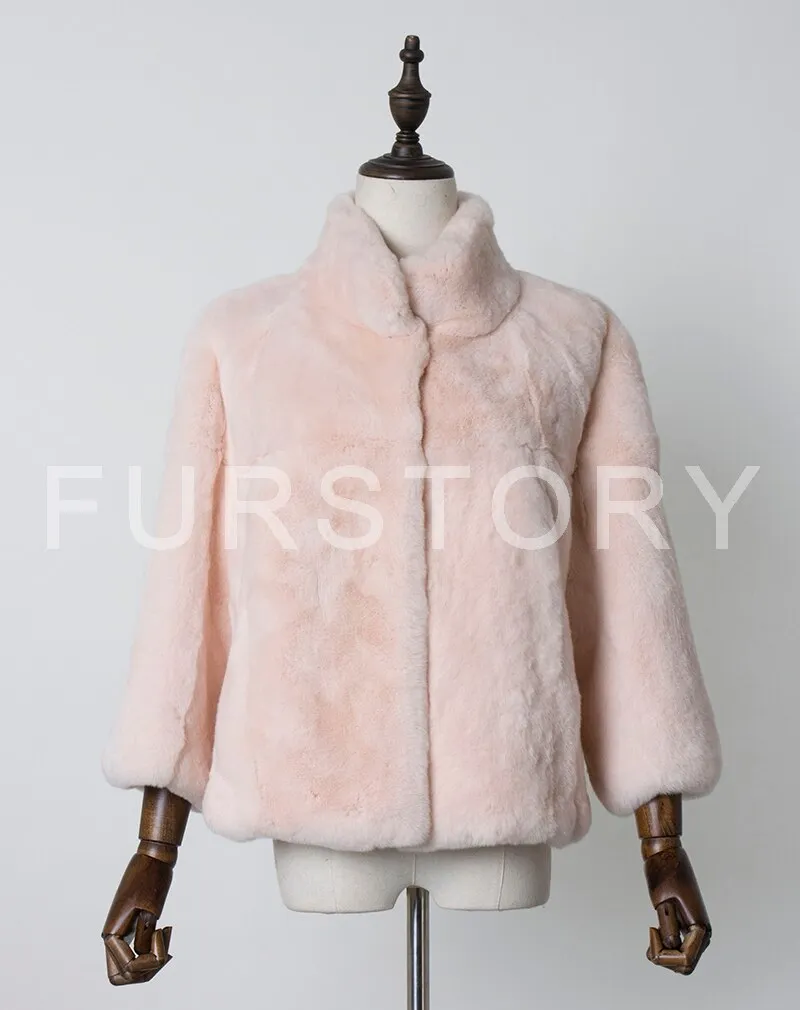 Women's Genuine Rabbit Fur Coat Women Thick Warm Pelt Outerwear 17165