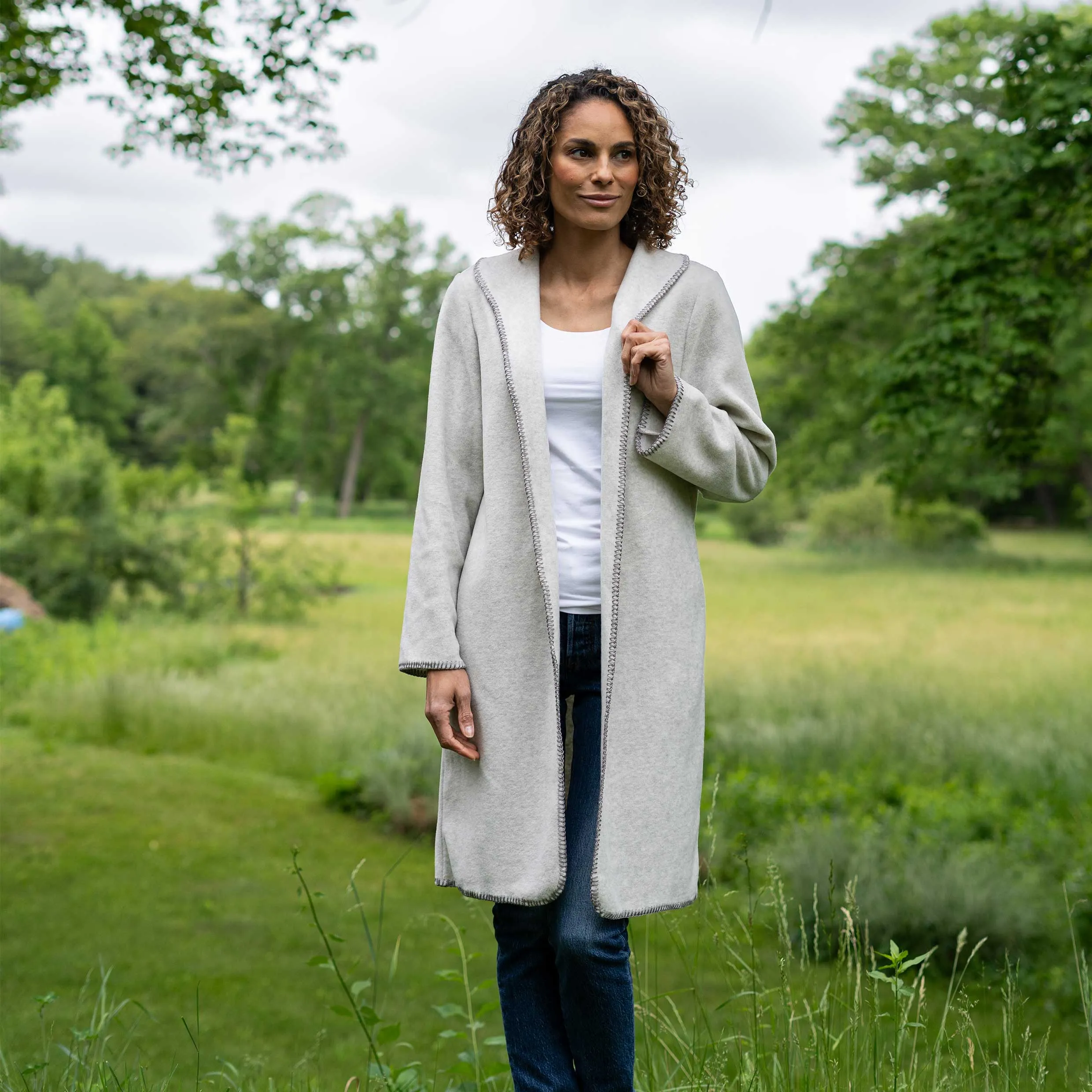 Women's Heather Fleece Open Coat