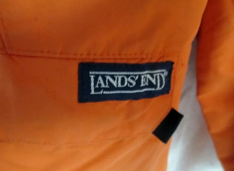 Womens LAND'S END Ski Snowboard Winter JACKET Coat ORANGE L 14-16 Hood