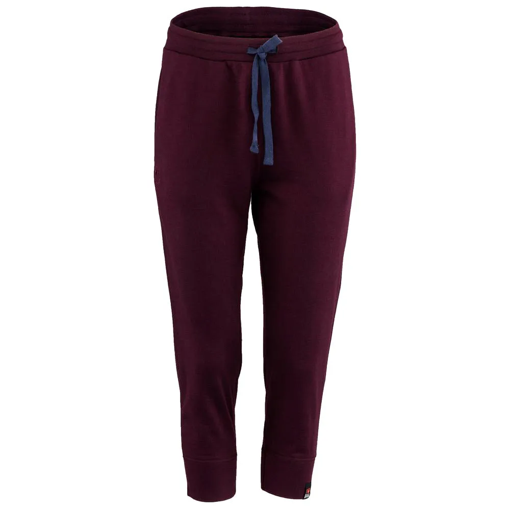 Womens Merino 260 Lounge Cuffed 3/4 Joggers (Wine/Navy)