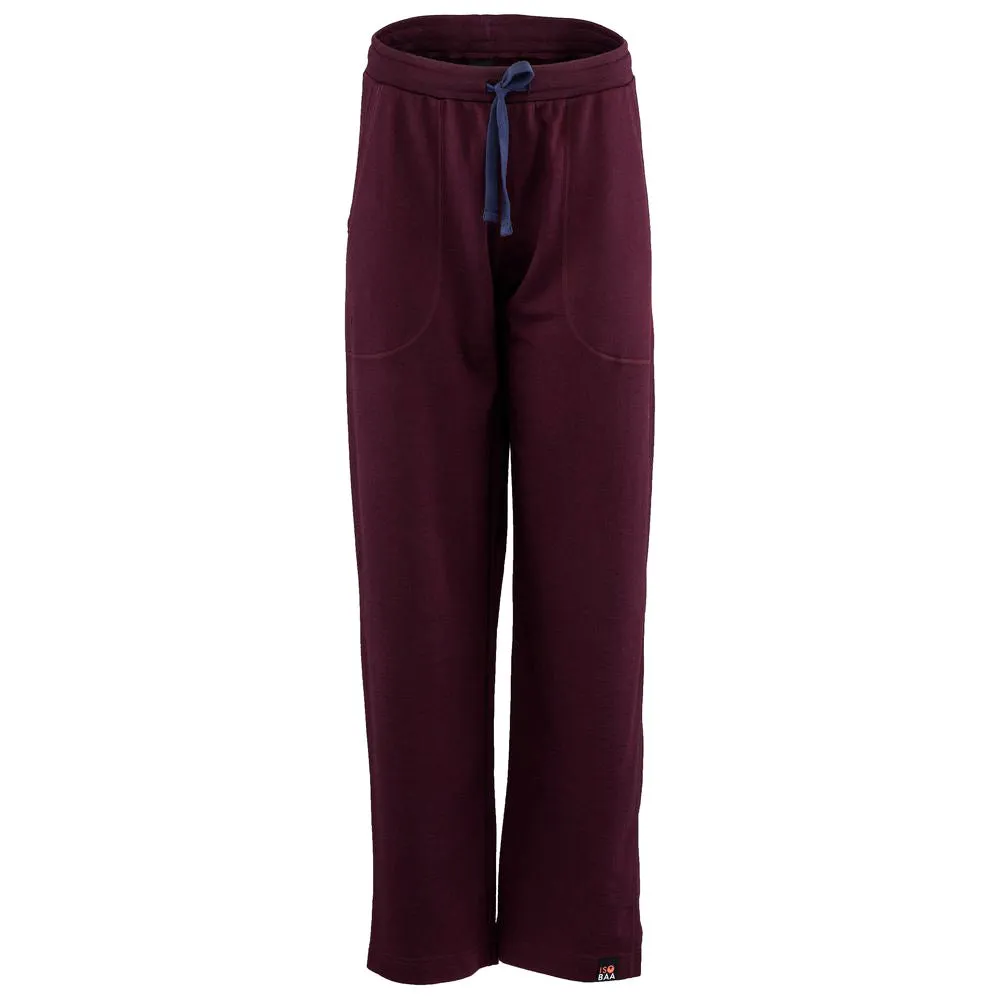 Womens Merino 260 Lounge Loose Joggers (Wine/Navy)