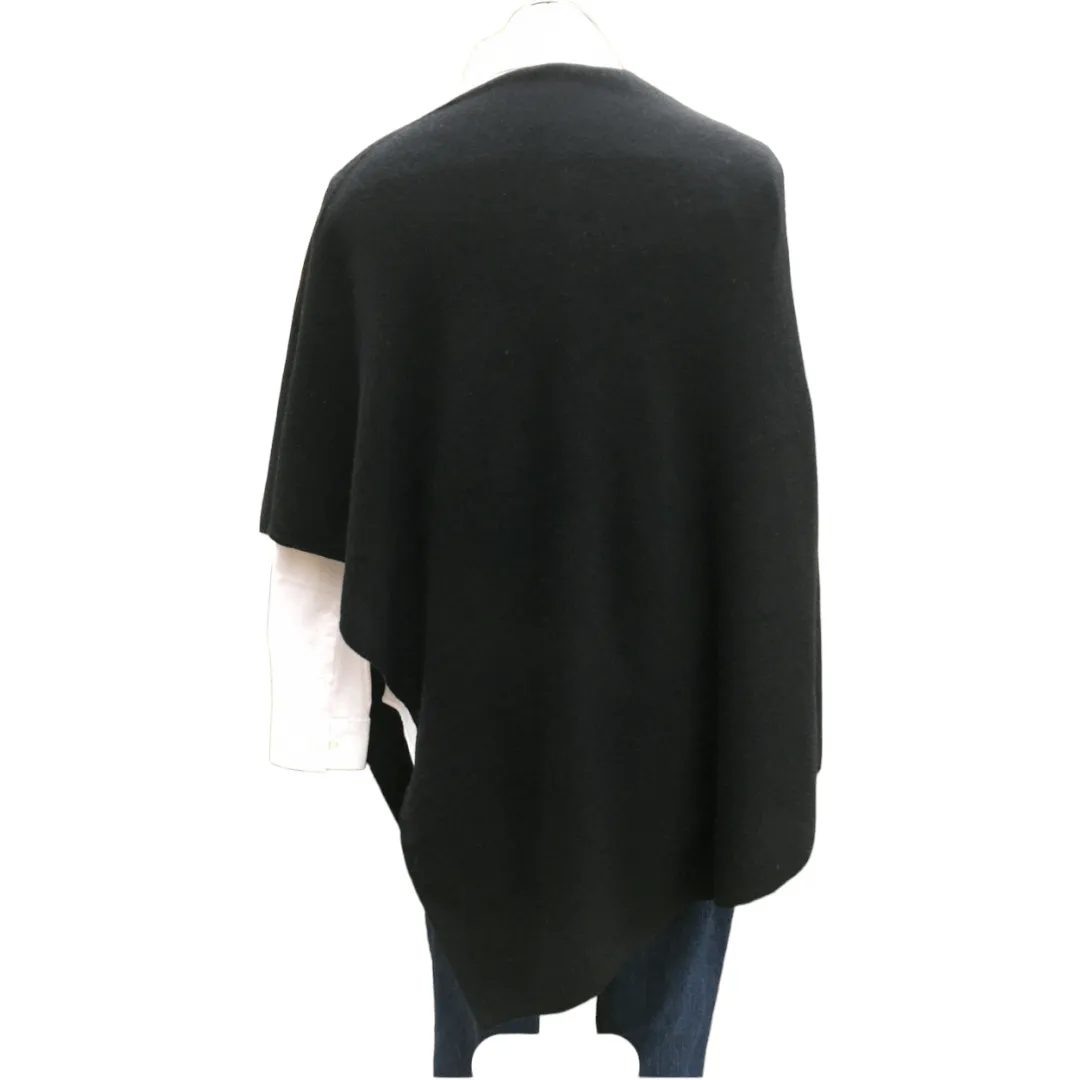 Women’s Pure Black Cashmere Wool Oversized Julian Poncho