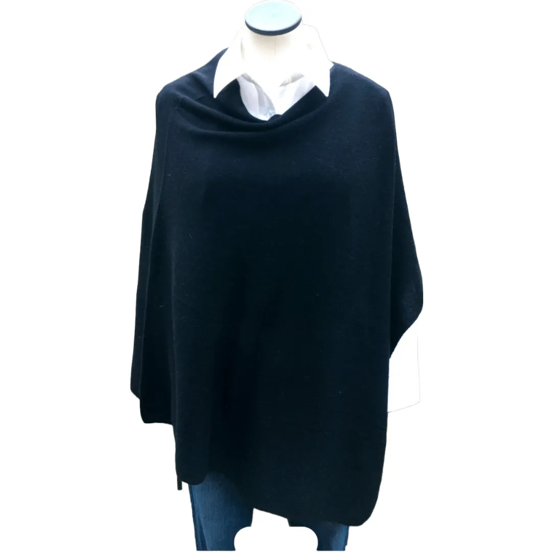 Women’s Pure Black Cashmere Wool Oversized Julian Poncho