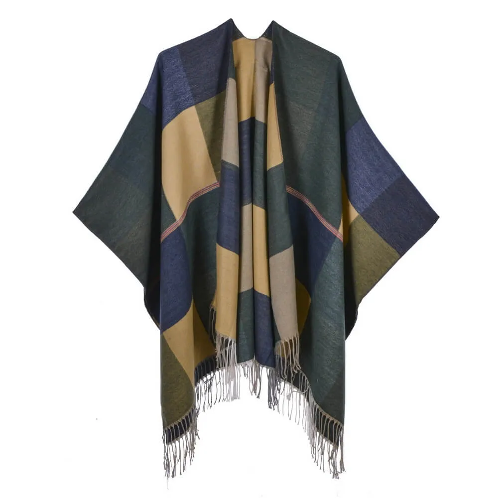 Women's scarf shawl Vintage fashion jacquard split thickened warm shawl cape