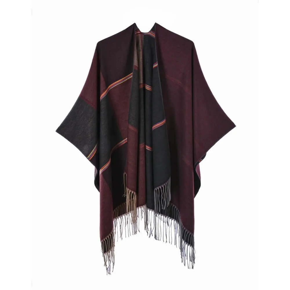 Women's scarf shawl Vintage fashion jacquard split thickened warm shawl cape