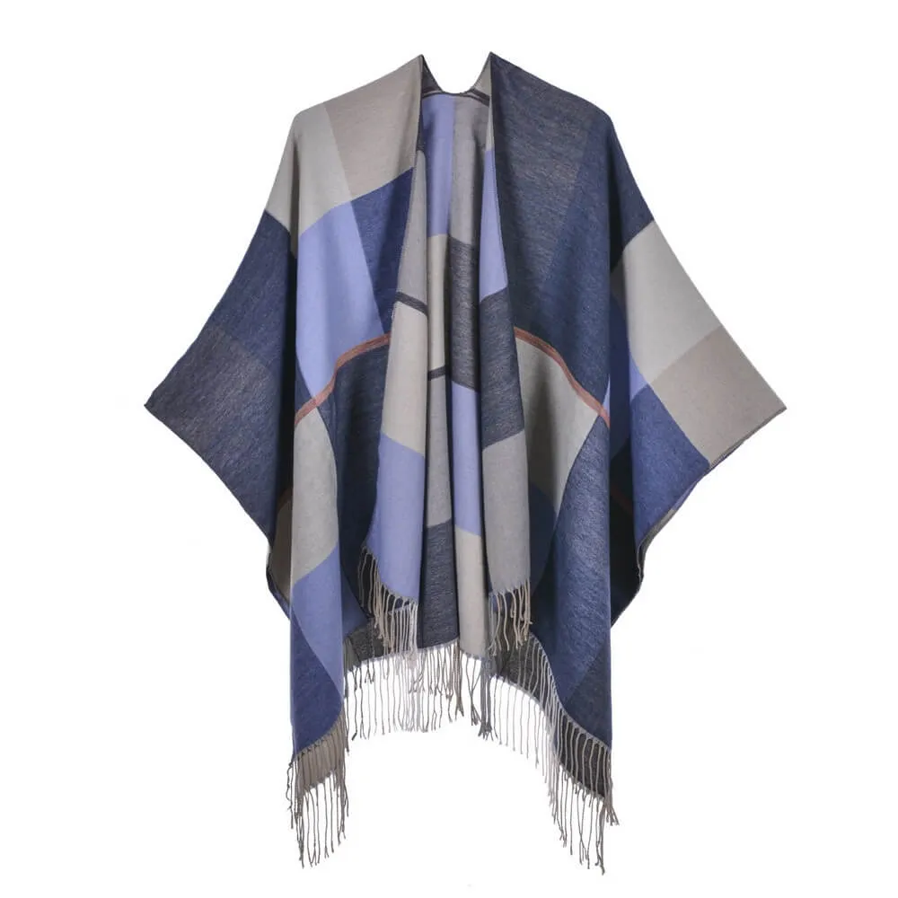 Women's scarf shawl Vintage fashion jacquard split thickened warm shawl cape