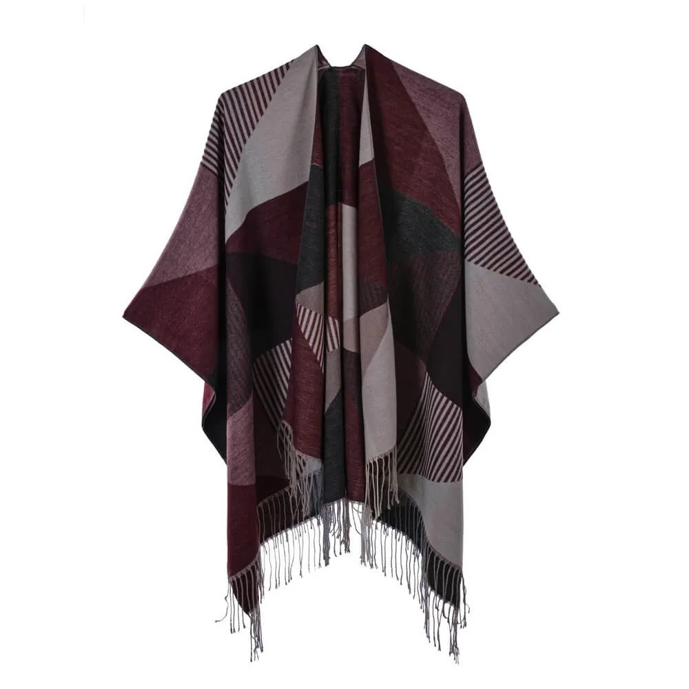 Women's scarf shawl Vintage fashion jacquard split thickened warm shawl cape